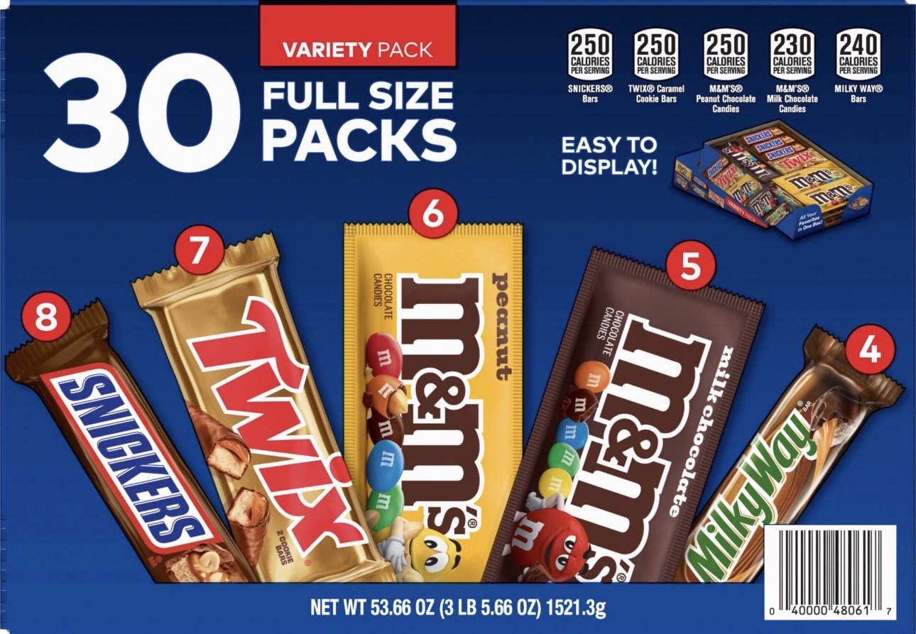 Mars Full Size Candy Bars, Assorted