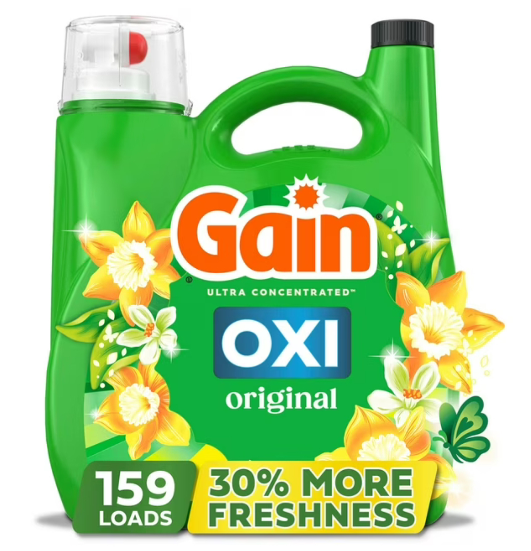 Gain + Oxi Liquid Laundry Detergent 170 fl oz. 159 loads.