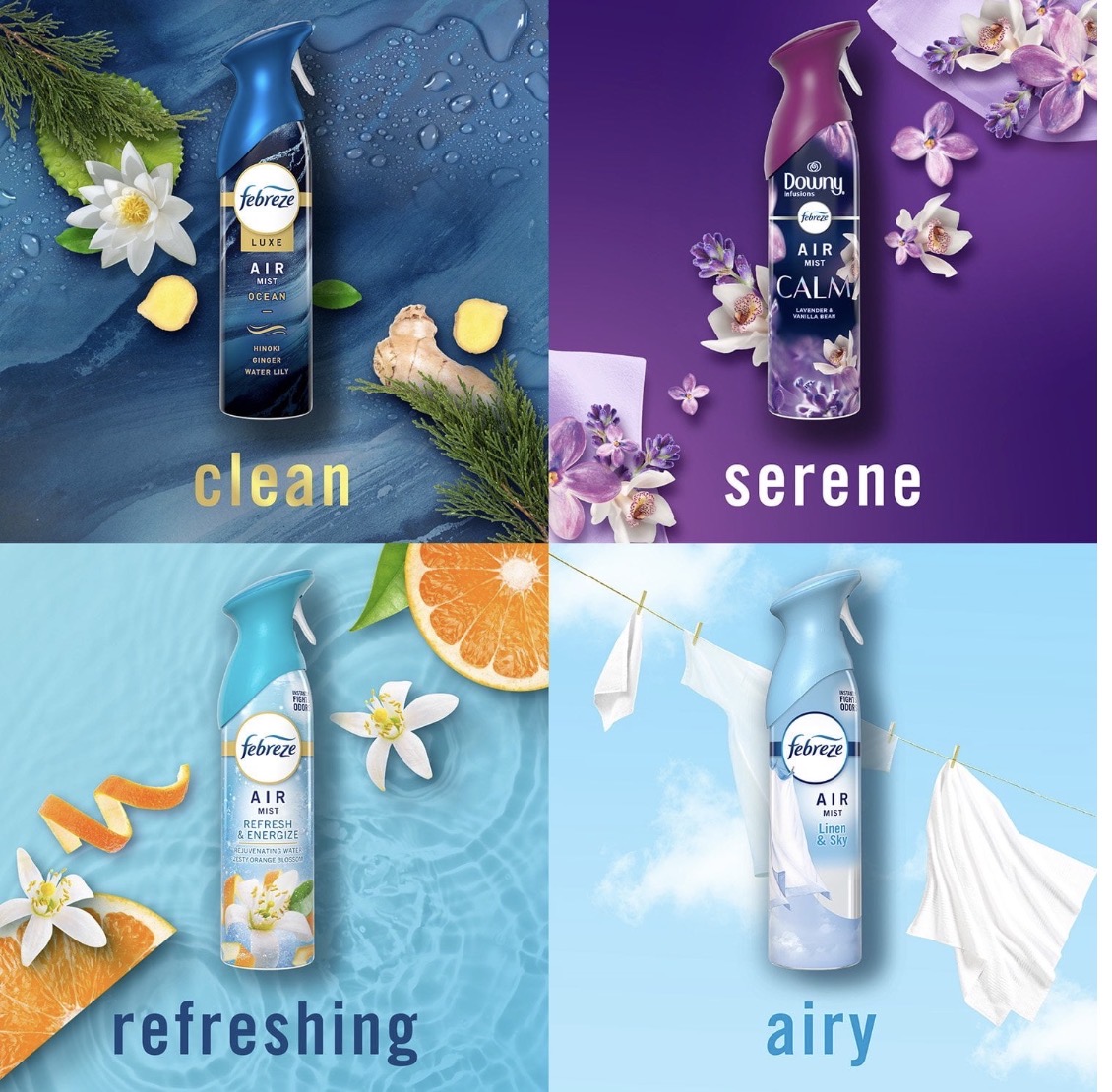 Febreze Air Mist Air Freshener Spray, Mixed Scent, 4ct., 32.4 oz.