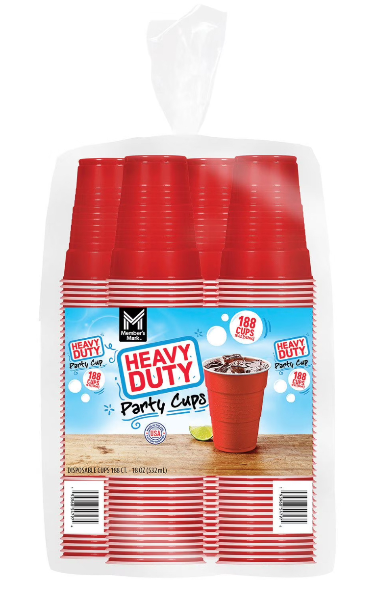 Member's Mark Red Party Cups 18 oz, 188ct.