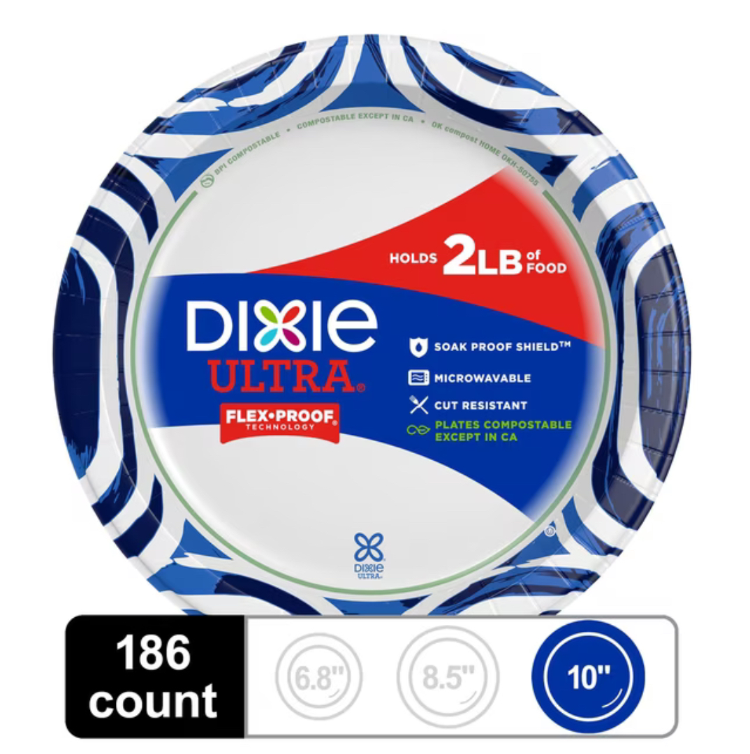 Dixie Ultra Heavyweight Dinner Paper Plates, 10", 186 ct.