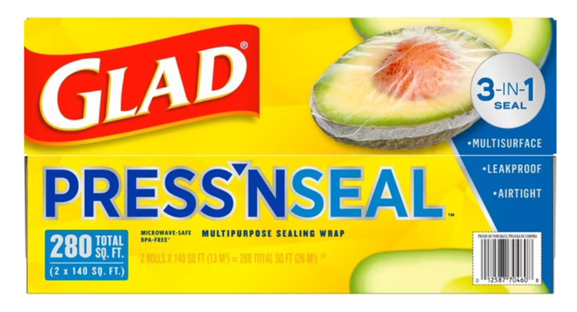 Glad Press'n Seal Plastic Food Wrap 140 sq. ft./roll, 2 rolls