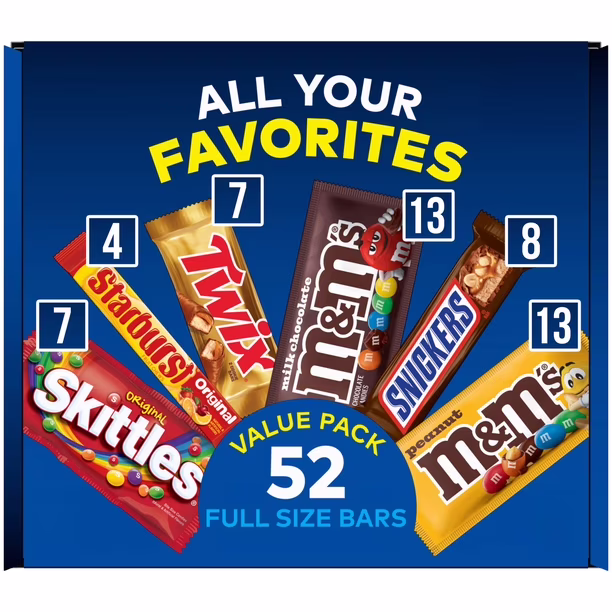Mars Full Size Fundraiser Candy Bars, Variety Pack, 52 pk.
